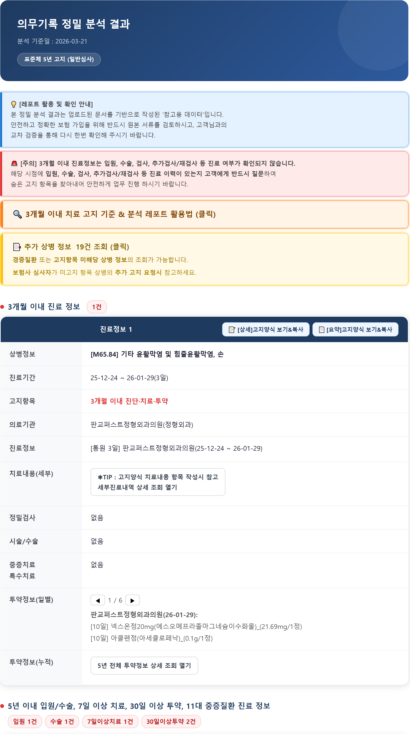 의무기록 정밀 분석 결과