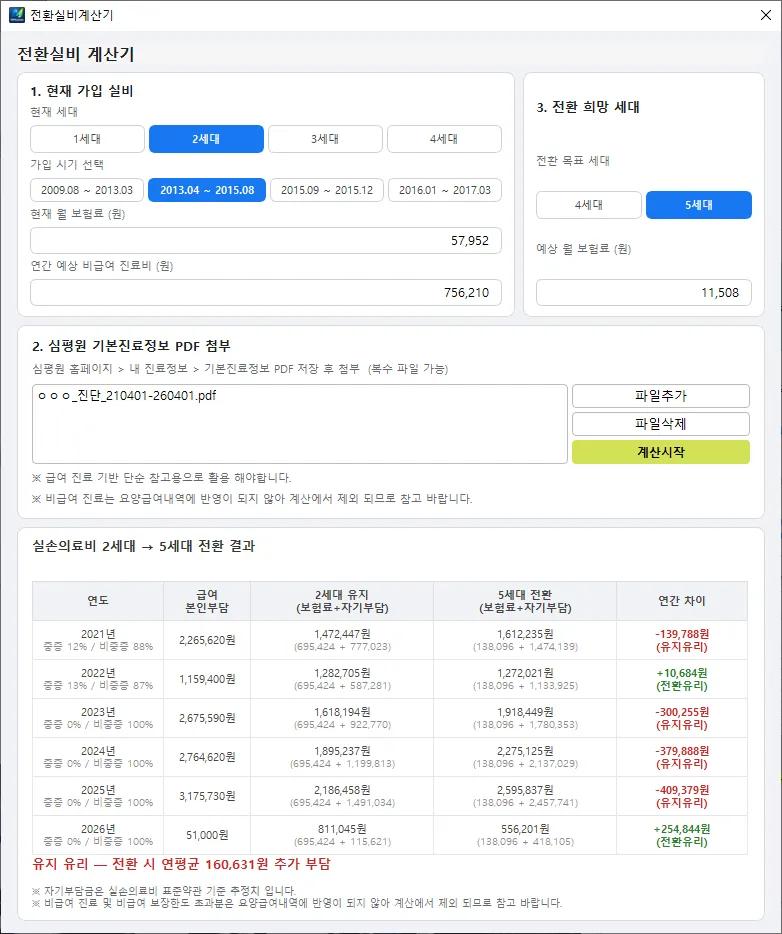 전환실비 계산기